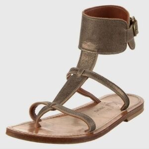 K.Jacques St Tropez Metallic Leather Colorblock Pattern Gladiator Sandals EU 40